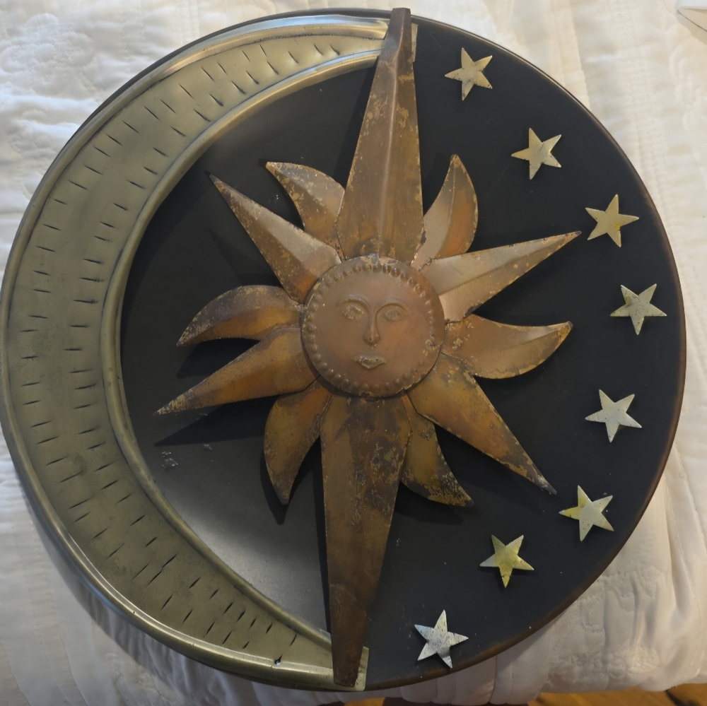 Ancient Graffiti 12" Flamed Zinc Decorative Raised Celestial Wall Mount Yard Art